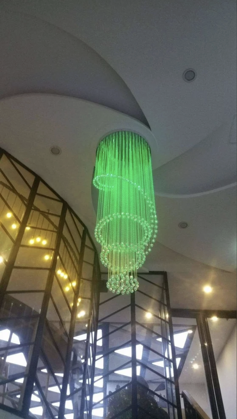 Fibre optic crystal chandelier