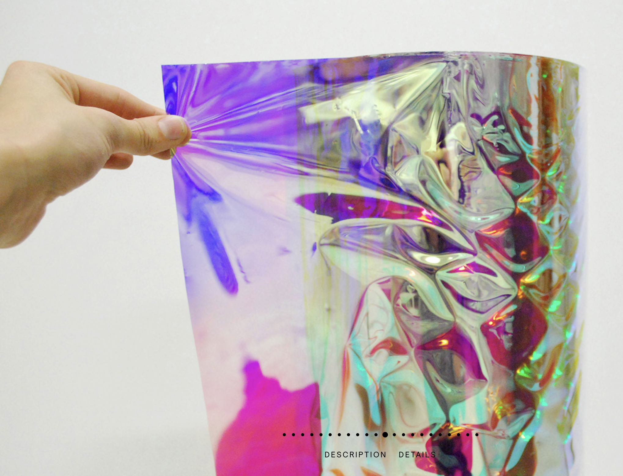 Sheet of dichroic film showing colour-shifting properties