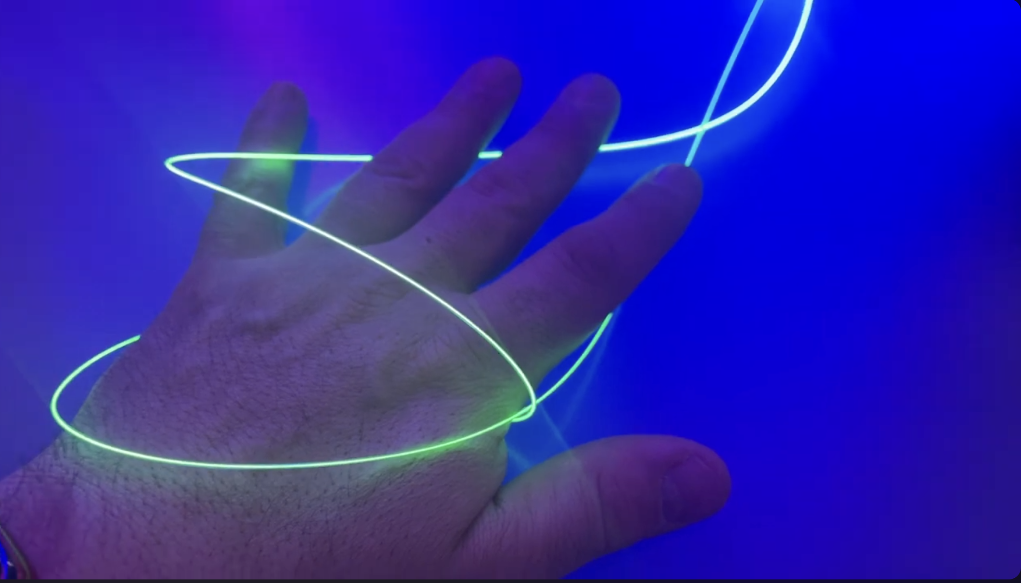 1.5mm PMMA side-glow fibre optic glowing under LED light